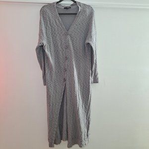 SUZANNE BETRO Grey Button Front Maxi Cardigan Duster